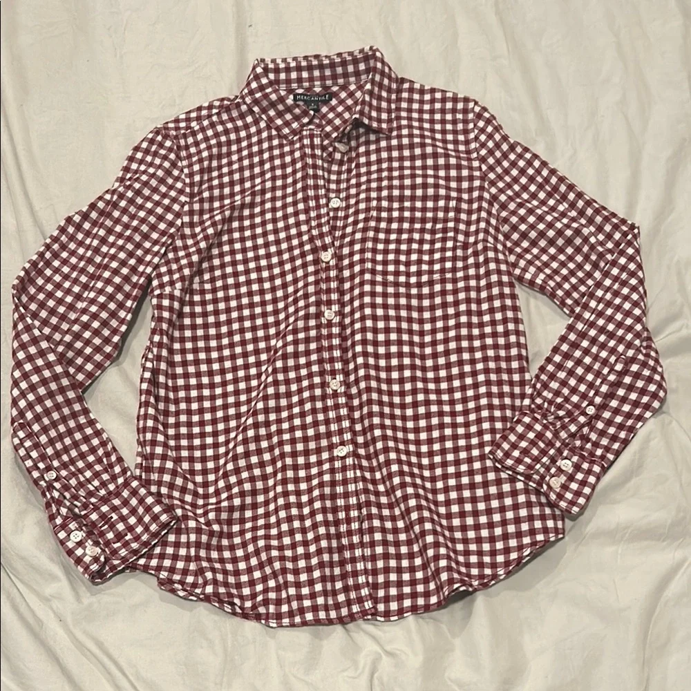J.Crew Mercantile Red soft gingham cotton button-Up Shirt size small